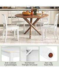 Gouun Wood Dining Chair Set of 2 with Rubber Wood Legs and Curved Backrest