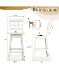 Gouun Counter Height Barstools Set of 2 with 6-Grid Hollow Back and Seat