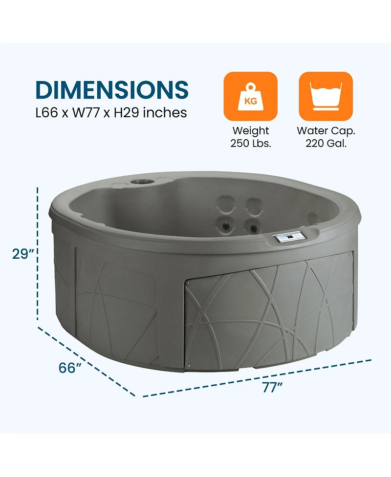 LifeSmart Key Largo Hot Tub Spa with 110 Volt Plug and Play and Led Light, Taupe