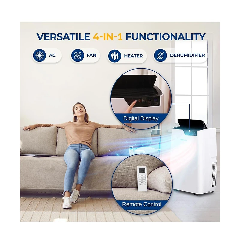 SereneLife Portable Air Conditioner & Heater, 14000 Btu, Wi-Fi Control