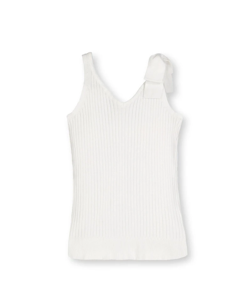 Hope & Henry Womens' V-Neck Rib Knit Tank with Bow