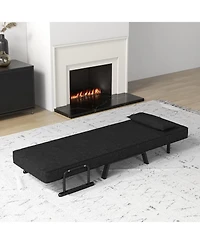 Gouun Folding 6 Position Convertible Sleeper Bed Armchair Lounge Couch with Pillow