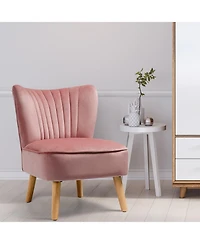 Gouun Modern Armless Velvet Accent Chair with Wood Legs