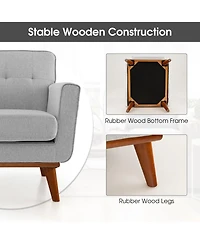 Gouun Modern Accent Chair Upholstered Linen Fabric Armchair with Removable Padded Seat Cushion
