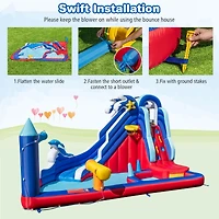 6-In-1 Inflatable Water Park with 735W Blower