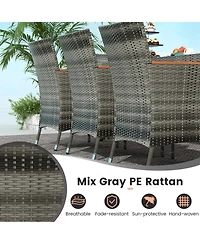 11 Pieces Patio Dining Set with 15 Feet Double-Sided Patio Umbrella Base Included-Wine