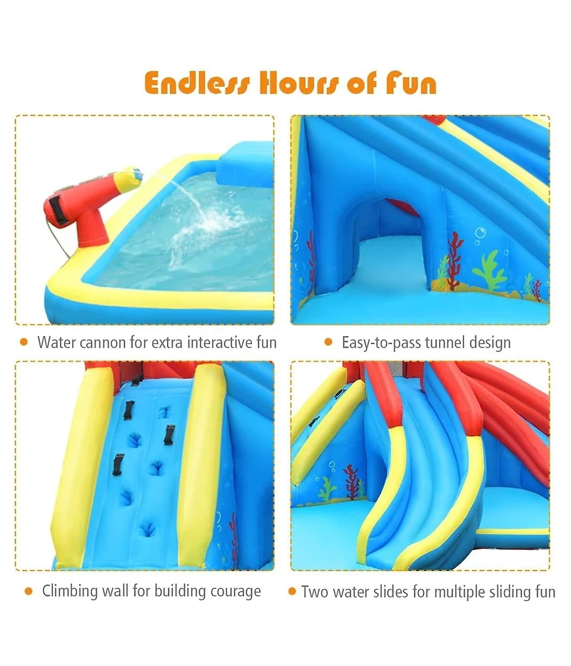 Inflatable Water Slide Bounce House with Water Cannon and 950W Blower