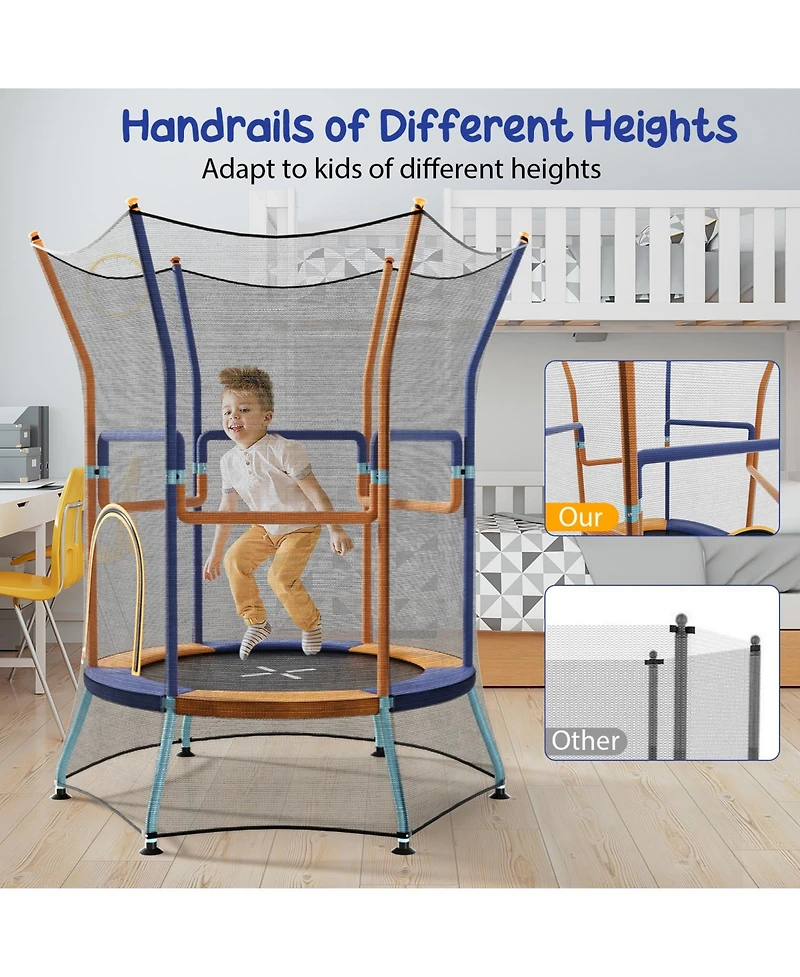 Gouun Mini Trampoline for Kids with Safety Enclosure Net and Foam Handles