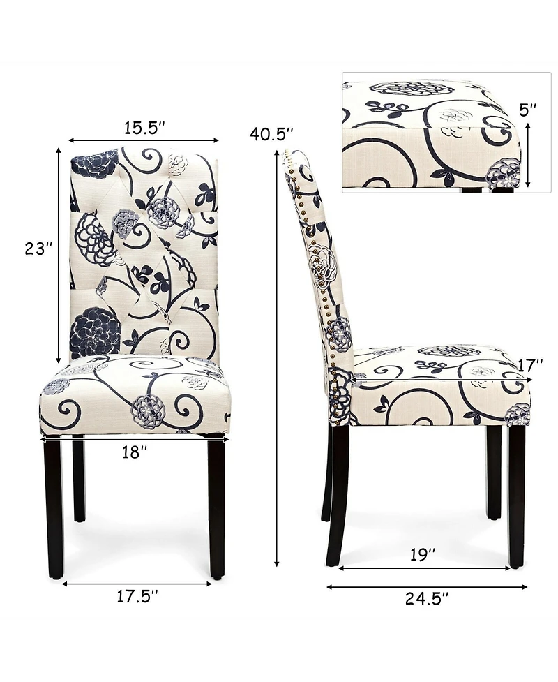 Gouun Set of 2 Tufted Upholstered Dining Chairs