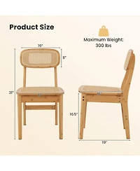 Gouun Set of 2 Rattan Dining Chairs with Simulated Rattan Backrest