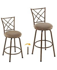 Gouun 2 Pieces Swivel Pluch Fabrice Cushioned Bar Stool Set