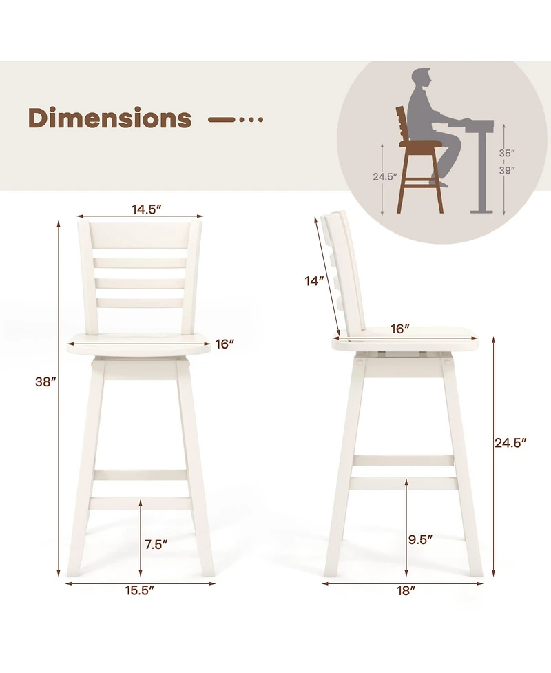 Gouun Counter Height Barstools Set of 2 with Footrest for Kitchen Island Bar