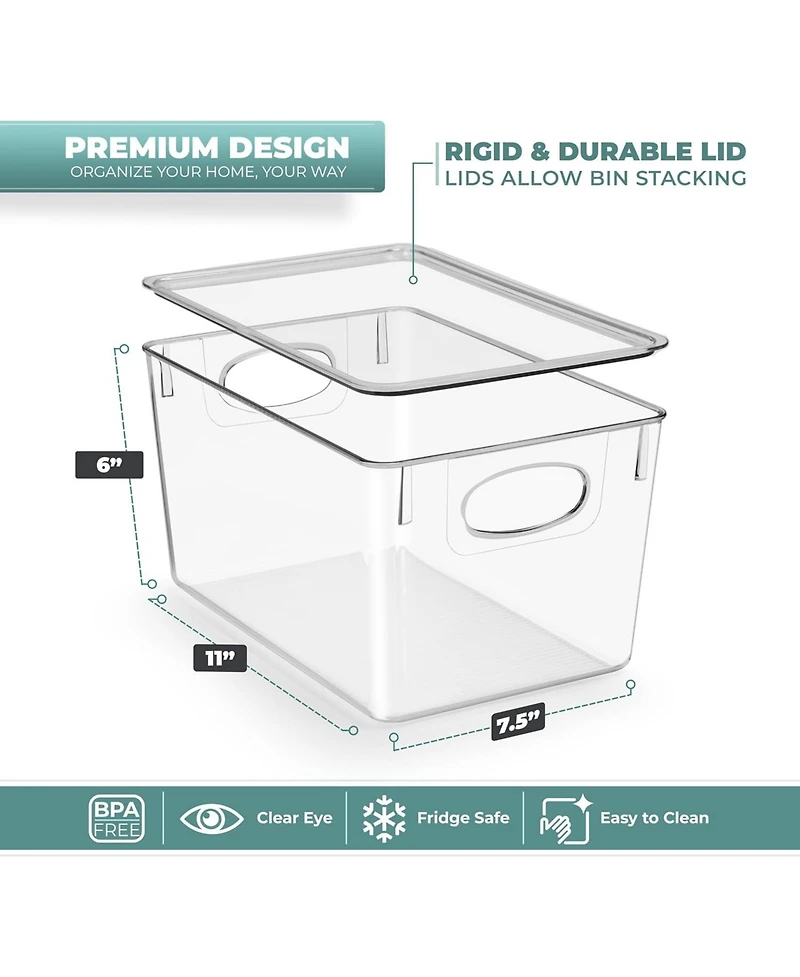 Sorbus Large Plastic Storage Bins with Lids - for Kitchen Organization, Pantry/Storage Organizers, Fridge Organizer
