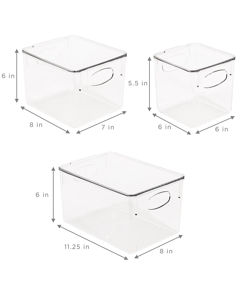 Sorbus 6 Piece Variety Pack Clear Acrylic Storage Bins with Handles and Lids
