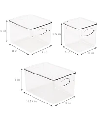 Sorbus 6 Piece Variety Pack Clear Acrylic Storage Bins with Handles and Lids