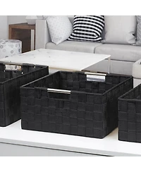 Sorbus 3 Piece Stackable Woven Basket Organizer Set with Built-In Carry Handles - Stylish Storage for any room the household (Beige)