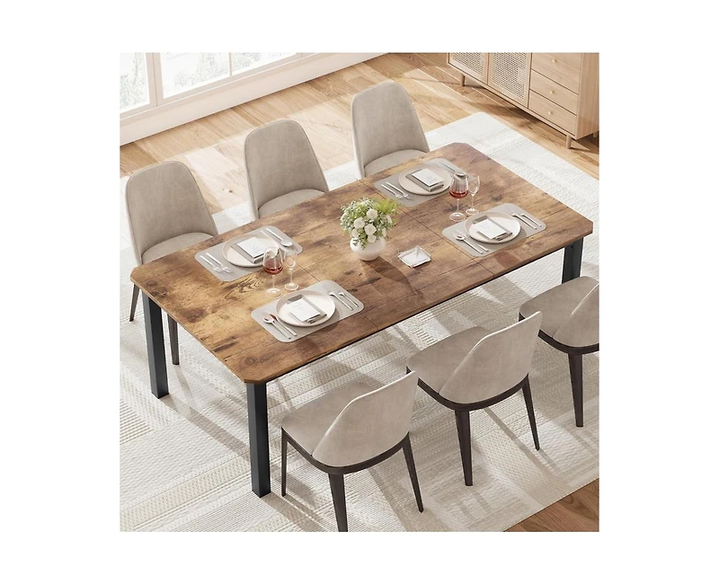 Industrial Dining Table for 68 People,78.7" Long Kitchen Table, Wood Dining Table, Kitchen & Dining Room Table,Rectangle Dining Room Table for 6