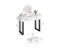 gaomon Vanity Desk with Mirror and Lights, Small Makeup Vanity with 2 Drawers, Modern Vanity Organizer with 3 Color Lights Adjustable Brightness