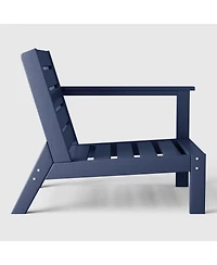 WestinTrends Outdoor Patio Hdpe Right Arm Facing Sectional Navy Blue Corner Club Chair with Cushions