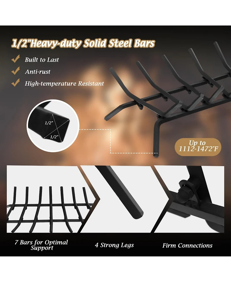 Gouun 31 Inch Fireplace Grate for Outdoor Fire Pit-l