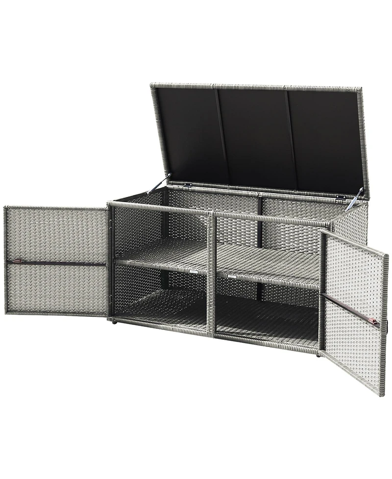 Gouun 88 Gallon Garden Patio Rattan Storage Container Box