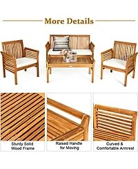 Gouun 4 Pieces Outdoor Acacia Wood Sofa Furniture Set