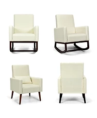 Gouun 2-in-1 Fabric Upholstered Rocking Chair with Pillow