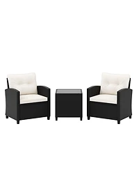 Gouun 3 Pieces Patio Furniture Set with Tempered Glass Table