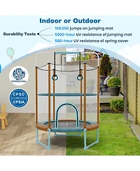 Gouun 60 Inch Trampoline with Gymnastic Bar and Rings for Kids