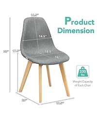 Gouun 4 Pieces Modern Dining Chair Set with Wood Legs and Fabric Cushion Seat