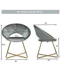 Gouun Modern Accent Velvet Dining Arm Chair with Metal Legs and Soft Cushion