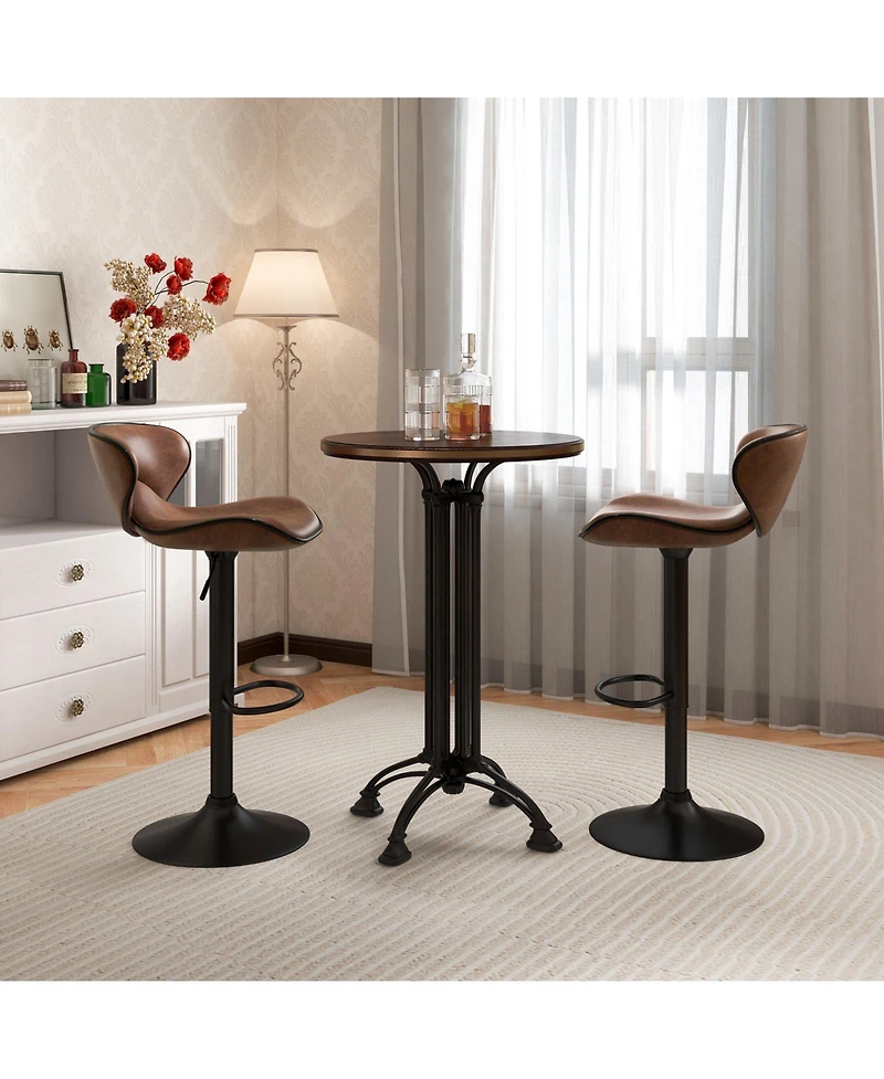 Gouun Set of 2 Adjustable Bar Stools Swivel Bar Chairs Pub Kitchen