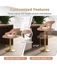 Gouun Set of 2 Bar Chairs with Footrest and 2-Layer Electroplated Metal Base