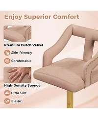 Gouun Set of 2 Bar Chairs with Footrest and 2-Layer Electroplated Metal Base