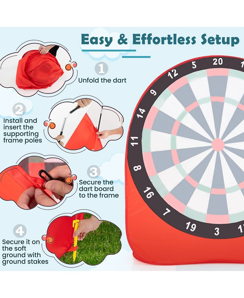 Gouun Large Dart Board for Kids with 4 Kick Balls