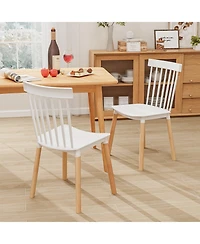 Gouun Set of 4 Windsor Dining Chairs with Spindle Backs and Curved Seats