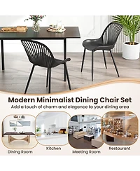 Gouun Modern Kitchen Chairs with Metal Legs Cutout Backrest Curved Seat for Dining Room Home Office