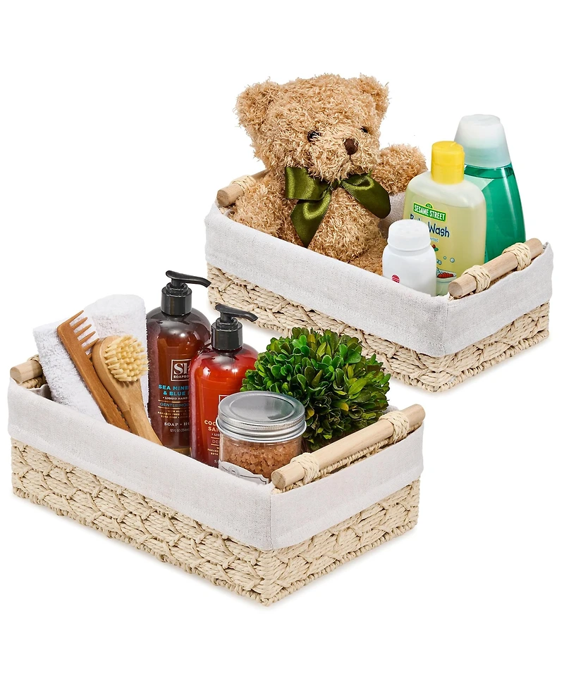 Sorbus 2-Pack Handmade Storage Paper Rope Baskets Set: Bohemian Design for Household Essentials - Durable, Compact, Perfect All Decor