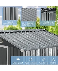 Gouun 6 x 4 Feet Galvanized Steel Storage Shed with Lockable Sliding Doors