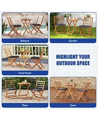 Gouun 3 Pieces Acacia Wood Patio Bistro Set with Cushions