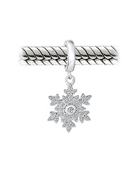 Bling Jewelry Christmas Dangle Snowflake Bead Charm .925 Sterling Silver