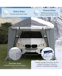 10 x 16 Feet Outdoor Heavy-Duty Carport with 2 Doors-10 x 16 ft