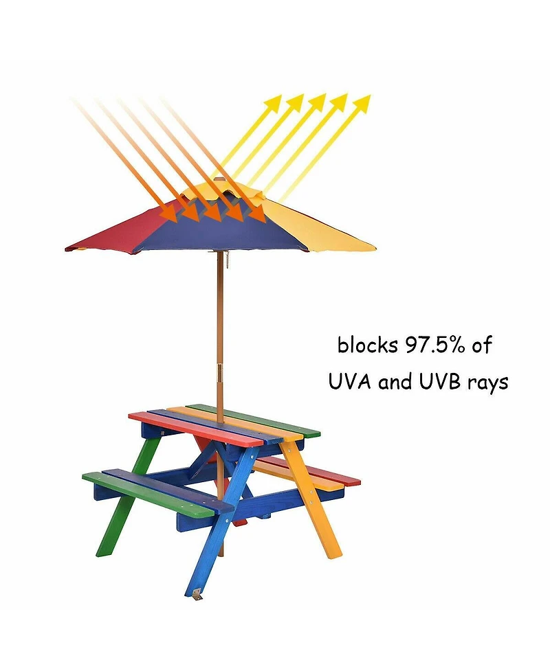 Gouun 4 Seat Kids Picnic Table with Umbrella