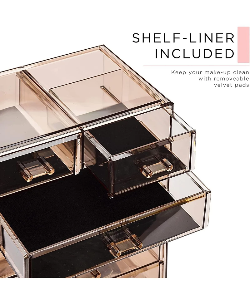 Sorbus 2 Piece Acrylic Makeup and Jewelry Storage Organizer Case (6 Drawers Lipstick Tray