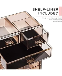 Sorbus 2 Piece Acrylic Makeup and Jewelry Storage Organizer Case (6 Drawers Lipstick Tray