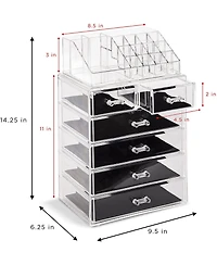 Sorbus 2 Piece Acrylic Makeup and Jewelry Storage Organizer Case (6 Drawers Lipstick Tray
