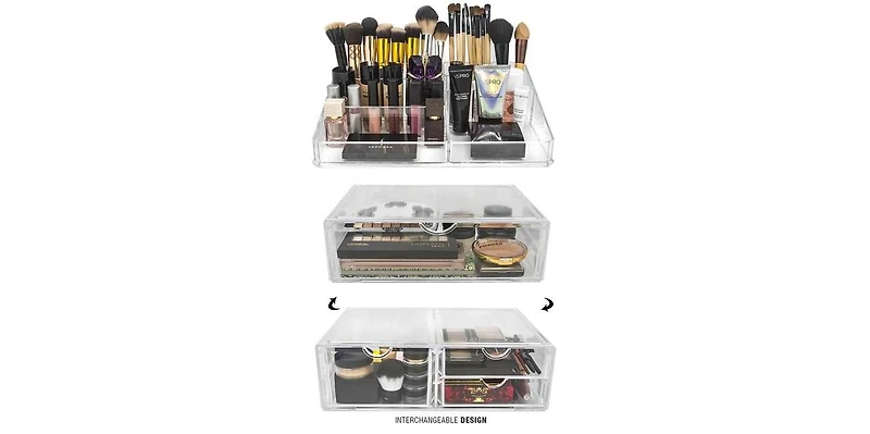 Sorbus 3 Clear Large Stackable Acrylic Drawers - for Organizing Make up, Nail Polish, Hair Accessories, and Beauty Supplies