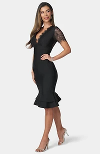Bebe Women's Bandage Dress With Lace Detail