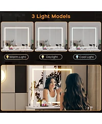 gaomon Vanity Desk, Makeup Vanity Desk with Touch Light Mirror and Power Outlet