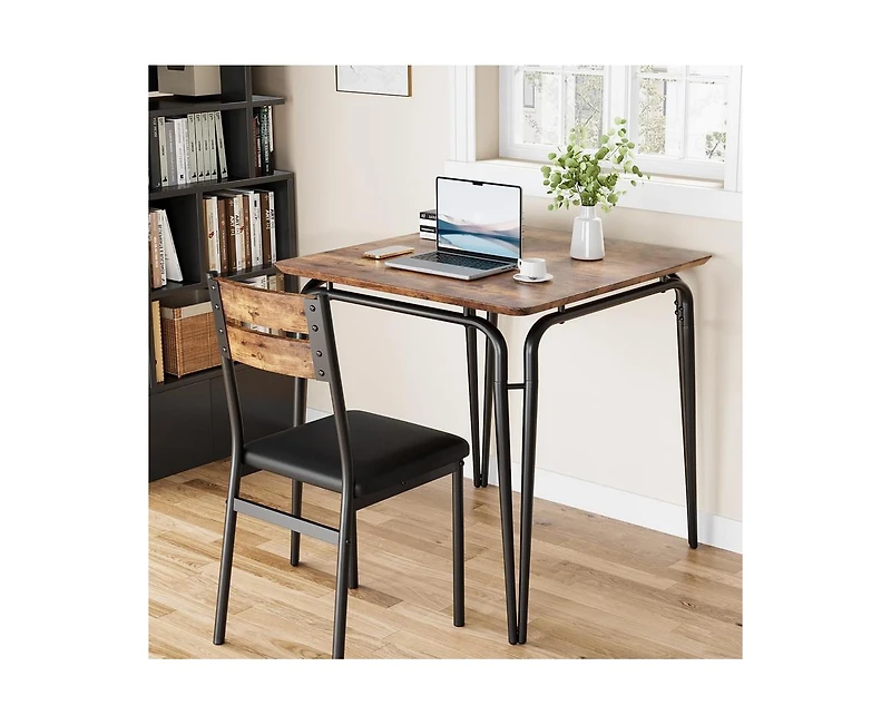Dining Table for 2, Small Table and Chairs Set of 2, Square Dinette Set for 2, Dinner Table Set, 3 Piece Kitchen & Dining Room Sets for Small Space
